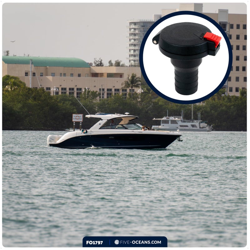 Five Oceans 1-1/2-Inch Marine Deck Fill/Filler, Flip Top Cap Design, Straight Neck, for Pontoon, Fishing, Bass Boats, Sport Yachts, Sailboats - FO1797 - Image 3